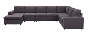 English Elm Tifton Modular Linen Sectional European Low Profile Sofa with Reversible Chaise B061S00157