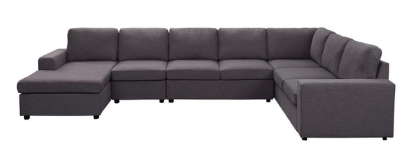 English Elm Tifton Modular Linen Sectional European Low Profile Sofa with Reversible Chaise B061S00157