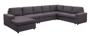 English Elm Tifton Modular Linen Sectional European Low Profile Sofa with Reversible Chaise B061S00157