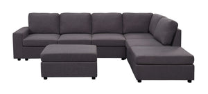 English Elm Cassia Modular Sectional with Ottoman Low Profile Linen Living Room Sofa B061S00159