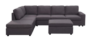 English Elm Cassia Modular Sectional with Ottoman Low Profile Linen Living Room Sofa B061S00159