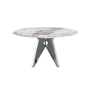 English Elm 59.05" Round Marble Dining Table - Sturdy Stainless Steel Base, Seats 6-8, Stylish For Modern Homes W1535S00463