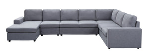 English Elm Tifton Seven Seat Modular Linen Sectional with Reversible Chaise for Living Rooms B061S00168