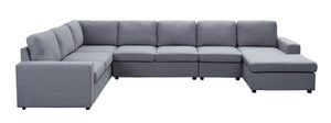 English Elm Tifton Seven Seat Modular Linen Sectional with Reversible Chaise for Living Rooms B061S00168