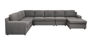 English Elm Waylon U-shape Sectional with Chaise Linen Upholstery Pocket Coil 7 Seat Sofa B061S00174