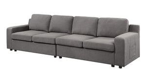 English Elm Waylon Modular Linen Sofa with Arm Pockets for Spacious Living Room Comfort B061S00176