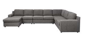 English Elm Waylon U-shape Sectional with Chaise Linen Upholstery Pocket Coil 7 Seat Sofa B061S00180