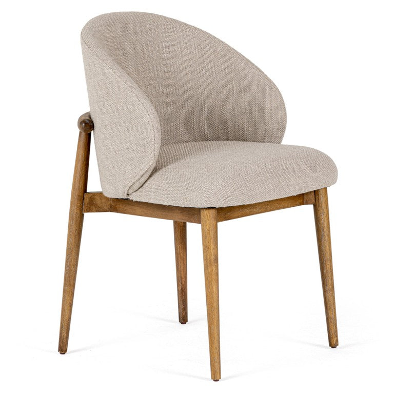 VIG Furniture Blum Modern Beige Linen Dining Chair — Contoured Back, High-Density Foam, Solid Rubberwood Legs, 360Lb Capacity VGMY-3741-BGE