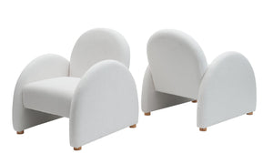 English Elm Modern Boucle Accent Armchair – Plush Beige Lounge Chair With Curved Armrests For Stylish Comfort T3903P372601