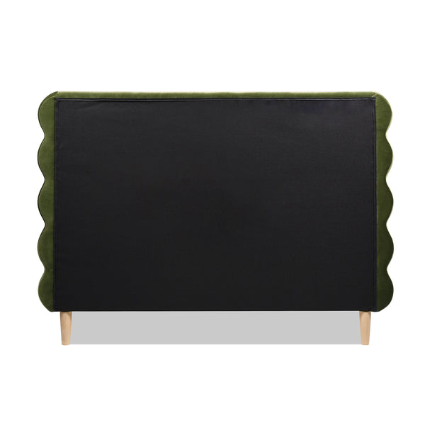 English Elm Jennifer Taylor Home - Stockholm Queen Platform Bed With Wavy Headboard In Olive Green Velvet - Stylish Comfort & Durability B2719P238204