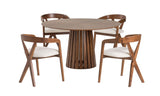 VIG Furniture Modrest Weiss - Mid-Century Modern Walnut Round Dining Table + 6 Chair Set VGMAMIT-5346-MI-1181-SET