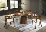 VIG Furniture Modrest Weiss - Mid-Century Modern Walnut Round Dining Table + 6 Chair Set VGMAMIT-5346-MI-1181-SET