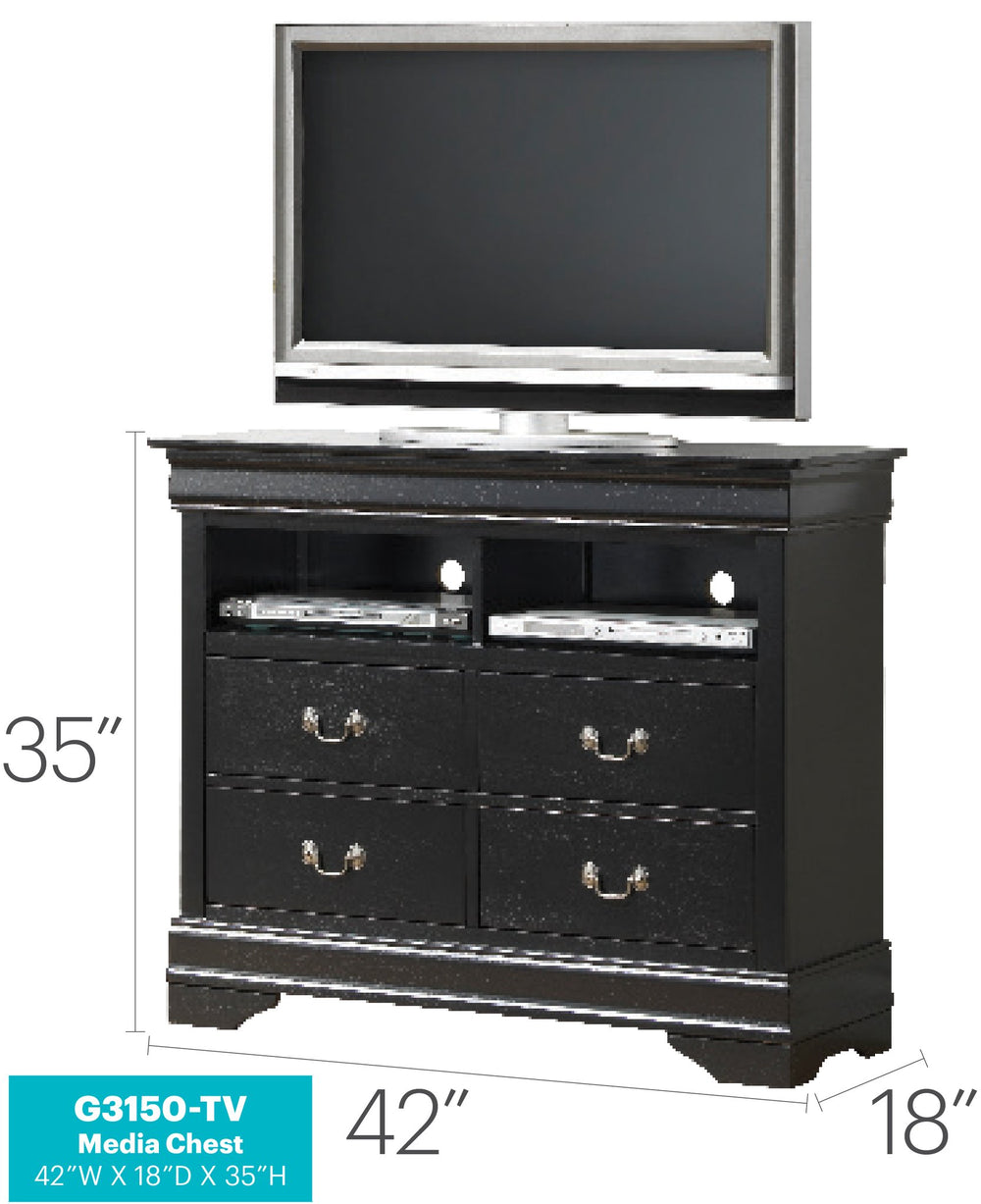 English Elm Elegant Black Media Chest | Compact 35"H x 42"W Storage Cabinet, Fully Assembled, Durable Finish B078108217