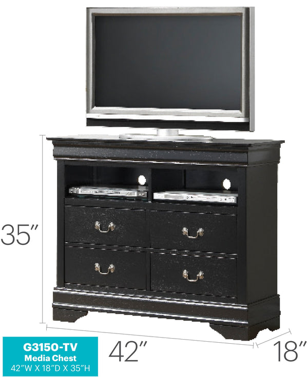 English Elm Elegant Black Media Chest | Compact 35"H x 42"W Storage Cabinet, Fully Assembled, Durable Finish B078108217