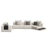 Lamod Siret - Modern Ivory Fabric Modular Sectional W/ Coffee Table