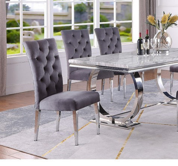 English Elm Modern Velvet Dining Chair Set Of 2 – Glamorous Tufted Design With Chrome Legs For Chic Spaces B011P353088