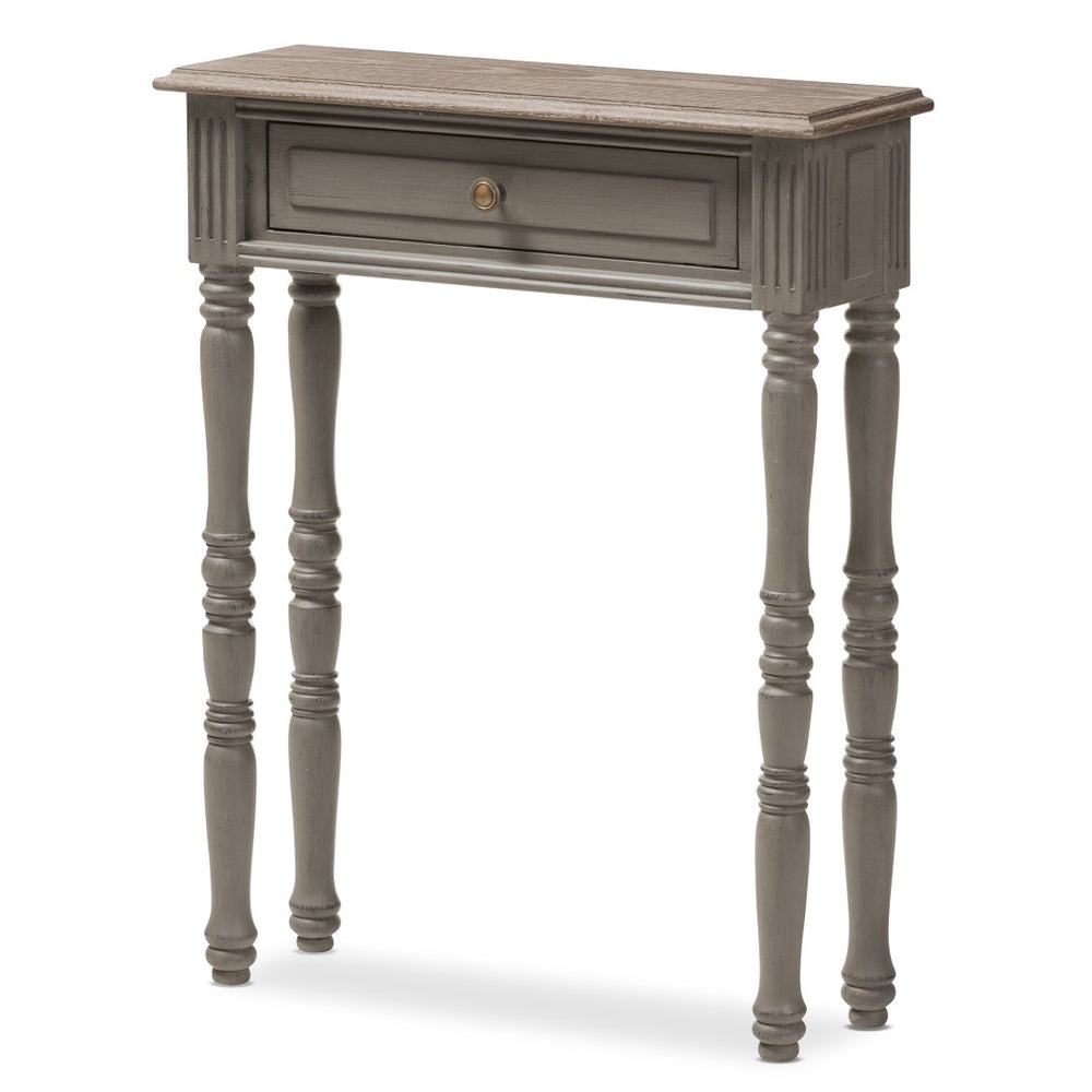 Baxton Studio Baxton Studio Charming Country Cottage Console Table with Ornate Legs and Antique Bronze Pull 1-Drawer ROB11-Brown-ST