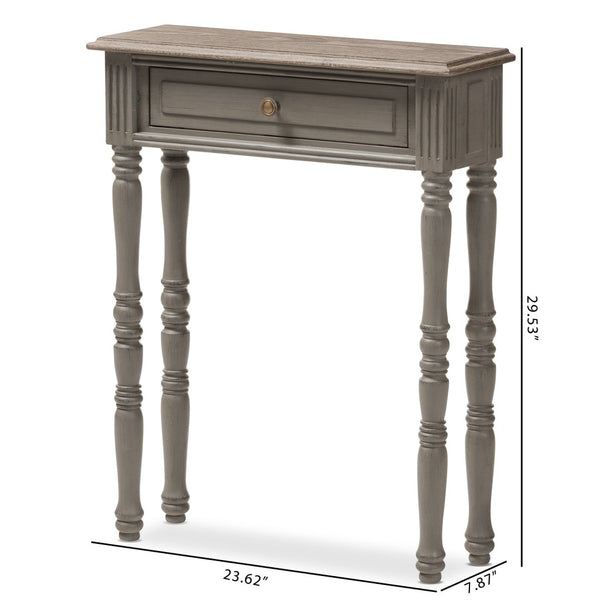 Baxton Studio Baxton Studio Charming Country Cottage Console Table with Ornate Legs and Antique Bronze Pull 1-Drawer ROB11-Brown-ST