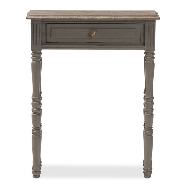 Baxton Studio Baxton Studio Charming Country Cottage Console Table with Ornate Legs and Antique Bronze Pull 1-Drawer ROB11-Brown-ST
