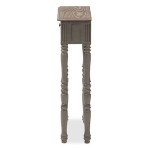 Baxton Studio Baxton Studio Charming Country Cottage Console Table with Ornate Legs and Antique Bronze Pull 1-Drawer ROB11-Brown-ST
