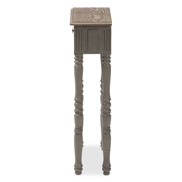 Baxton Studio Baxton Studio Charming Country Cottage Console Table with Ornate Legs and Antique Bronze Pull 1-Drawer ROB11-Brown-ST