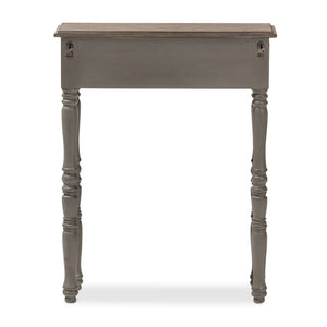 Baxton Studio Baxton Studio Charming Country Cottage Console Table with Ornate Legs and Antique Bronze Pull 1-Drawer ROB11-Brown-ST
