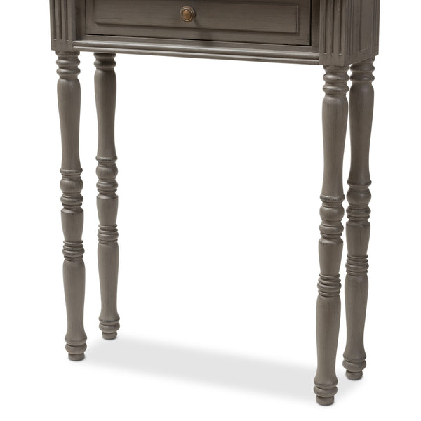Baxton Studio Baxton Studio Charming Country Cottage Console Table with Ornate Legs and Antique Bronze Pull 1-Drawer ROB11-Brown-ST