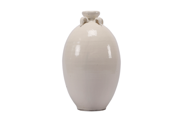 Lilys White Vintage Style Ceramic Four Finger Handle Jar 8183-1