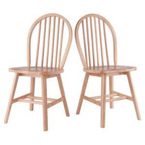 Winsome Wood Windsor 2-piece Modern Wooden Chair Set, Rustic Natural Finish For Dining Room Comfort And Style Natural Solid Wood 81837-winsome-wood