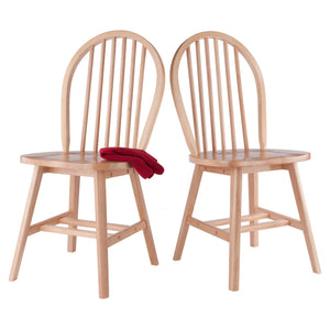 Winsome Wood Windsor 2-piece Modern Wooden Chair Set, Rustic Natural Finish For Dining Room Comfort And Style Natural Solid Wood 81837-winsome-wood