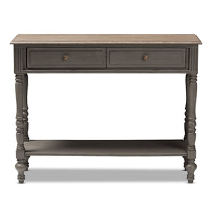 Baxton Studio Baxton Studio Charming Country Cottage Console Table with Ornate Legs and Antique Bronze Pull 2-Drawer ROB10-Brown-ST