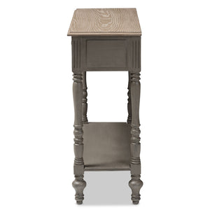 Baxton Studio Baxton Studio Charming Country Cottage Console Table with Ornate Legs and Antique Bronze Pull 2-Drawer ROB10-Brown-ST