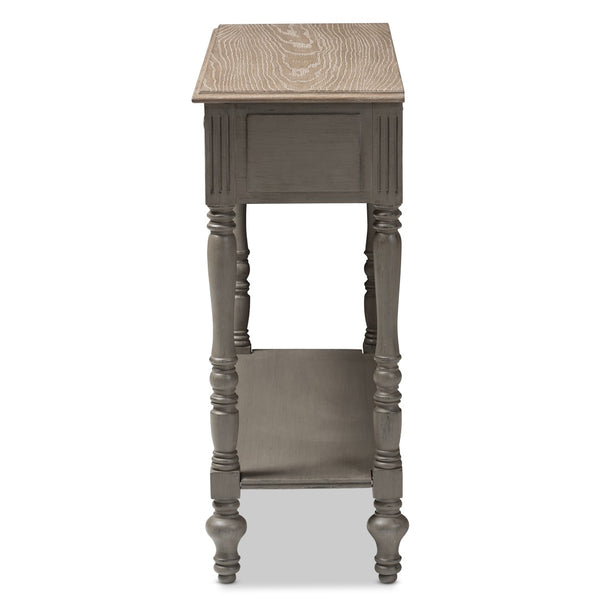 Baxton Studio Baxton Studio Charming Country Cottage Console Table with Ornate Legs and Antique Bronze Pull 2-Drawer ROB10-Brown-ST