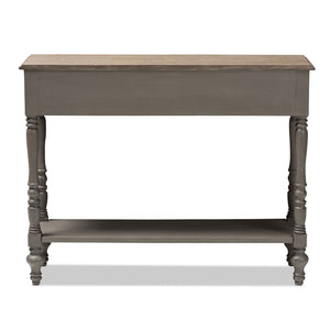 Baxton Studio Baxton Studio Charming Country Cottage Console Table with Ornate Legs and Antique Bronze Pull 2-Drawer ROB10-Brown-ST