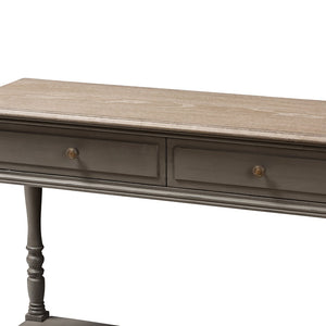 Baxton Studio Baxton Studio Charming Country Cottage Console Table with Ornate Legs and Antique Bronze Pull 2-Drawer ROB10-Brown-ST