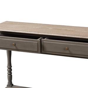 Baxton Studio Baxton Studio Charming Country Cottage Console Table with Ornate Legs and Antique Bronze Pull 2-Drawer ROB10-Brown-ST