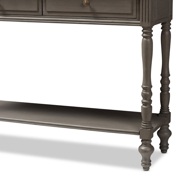 Baxton Studio Baxton Studio Charming Country Cottage Console Table with Ornate Legs and Antique Bronze Pull 2-Drawer ROB10-Brown-ST