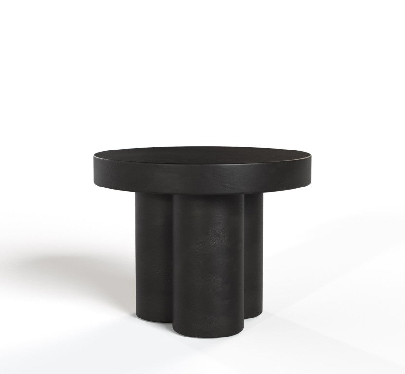 VIG Furniture Bruni Matte Black Concrete End Table — Sculptural Round Top, Industrial Durability, Outdoor Ready (23.5") VGGR-623860-BLK