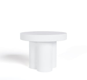 VIG Furniture Bruni Modern White Concrete End Table — Sculptural 23.5" Round Top, Three-Cylinder Base, 220 Lb Capacity VGGR-623860-WHT