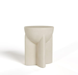 VIG Furniture Elsa Modern Beige Concrete End Table — Weather-Resistant Round Drum Base, 220 Lb Capacity, No Assembly VGGR-615436-BGE