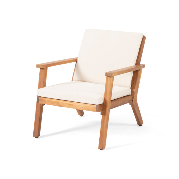 English Elm Christopher Knight Home® - Outdoor Acacia Wood Club Chairs Set of 2 with Water-Resistant Beige Cushions, Open Slat Design, Durable 66464.00CRM