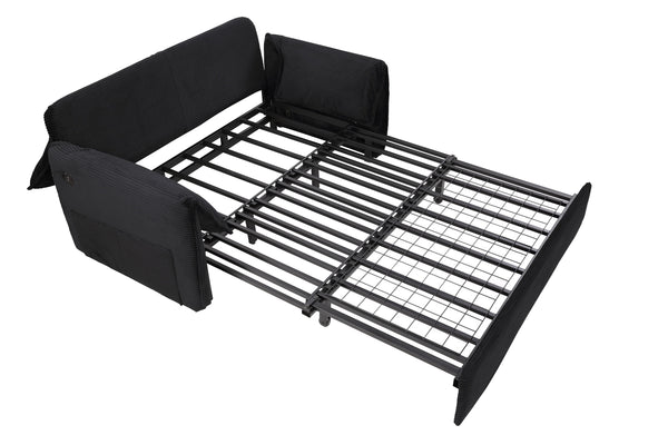 English Elm 3 In 1 Sleeper Sofa Couch Bed - Modern Black Fabric, Adjustable Comfort For Small Spaces & Guests W1420P225085