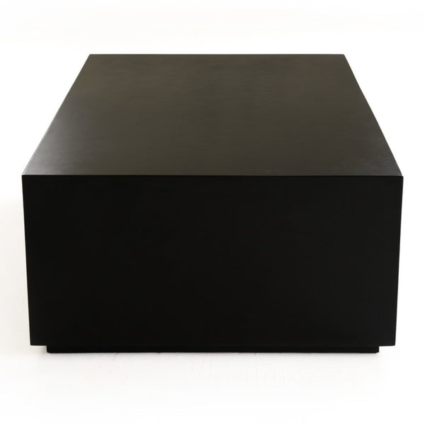 VIG Furniture Fresno Modern Concrete Rectangular Table With Weather-Resistant Finish, Durable Industrial Style Black Coffee Table VGGR-689980-BLK