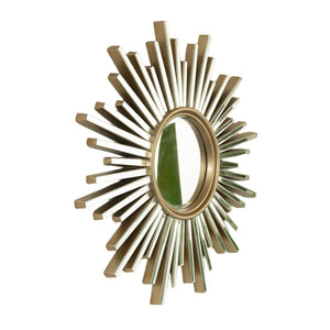 English Elm 33'' Gemme Mirror Silver Sunburst Wall Art Mirror — Luxurious PU Frame, Dresser Accent for Entryway W2615P346498