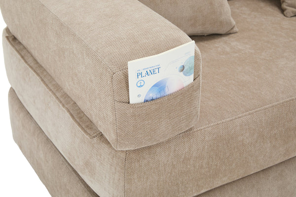 English Elm UNITED Folding Sofa Bed with Removable Cover Zipper, Chenille Memory Foam Sleeper for Small Spaces khaki W1568P293804