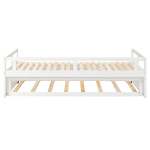 English Elm Extending Twin Daybed with Pull Out Trundle Solid Pine Wood Frame Guest Room N708P336535K
