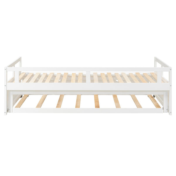 English Elm Extending Twin Daybed with Pull Out Trundle Solid Pine Wood Frame Guest Room N708P336535K