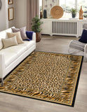 Unique Loom Wildlife Cheetah Machine Made Border Rug Light Brown, Black/Cream/Green/Light Brown/Tan 7' 1" x 10' 0"