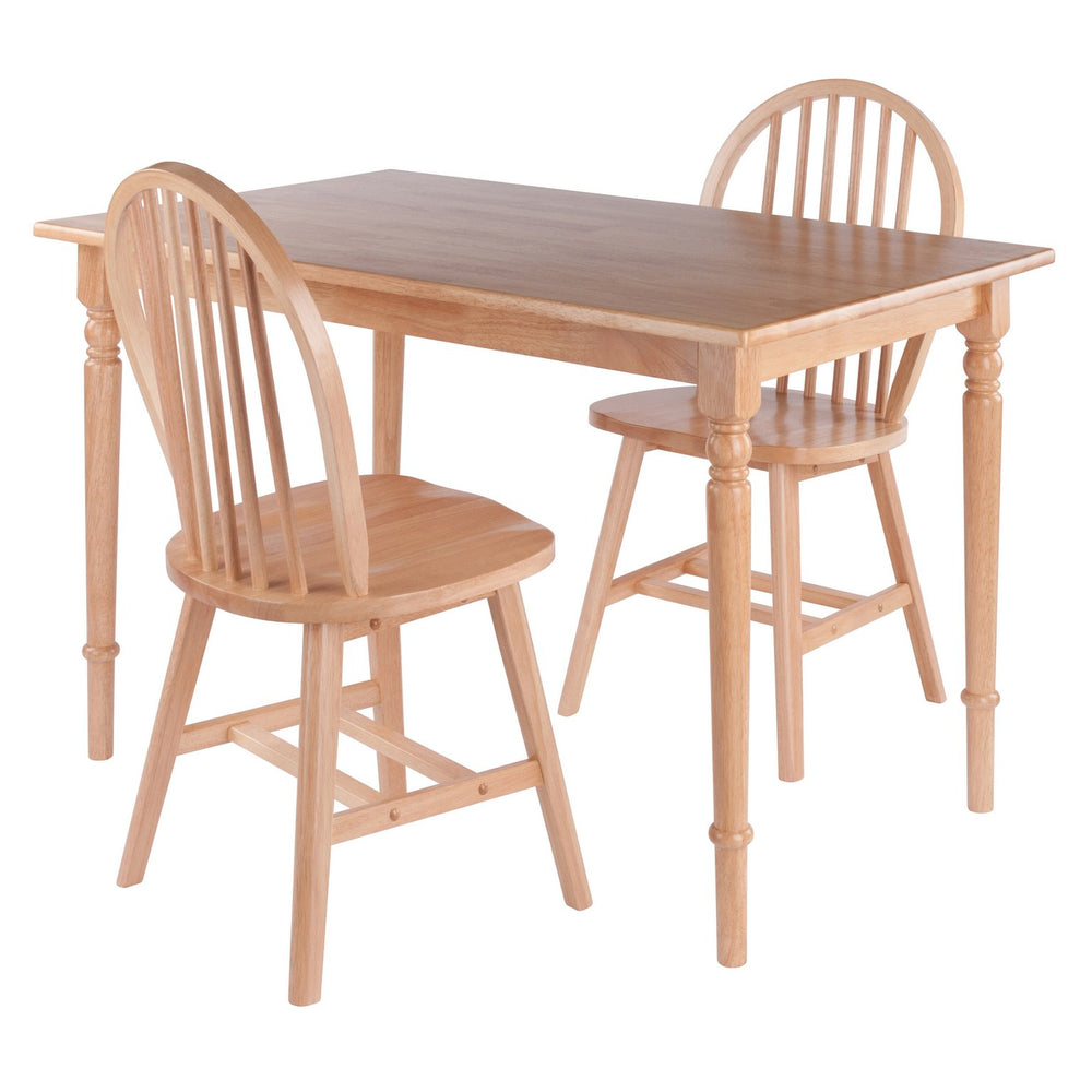 Winsome Wood Ravenna 3-piece Dining Set: Farmhouse Table & Windsor Chairs, Sturdy Solid Wood, Vintage Charm, Natural Finish Natural Solid Wood 81867-winsome-wood