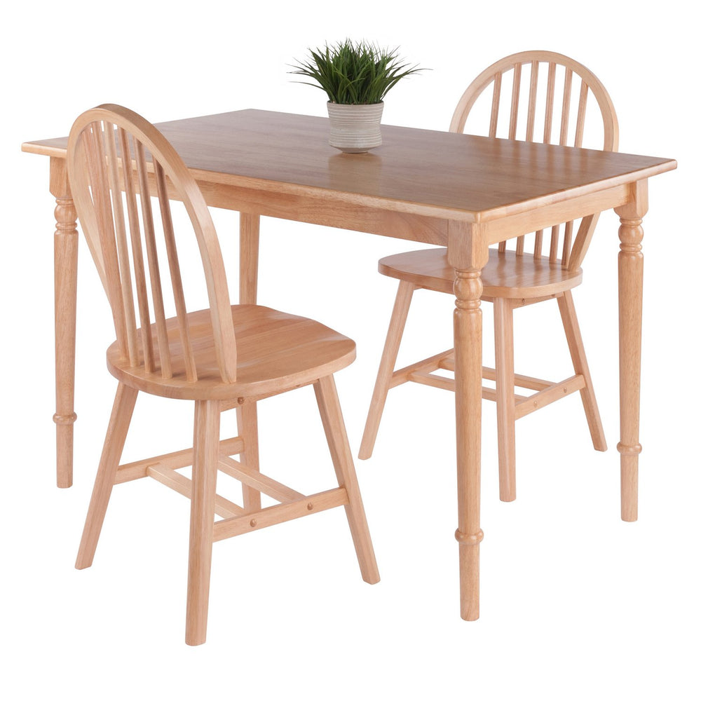 Winsome Wood Ravenna 3-piece Dining Set: Farmhouse Table & Windsor Chairs, Sturdy Solid Wood, Vintage Charm, Natural Finish Natural Solid Wood 81867-winsome-wood